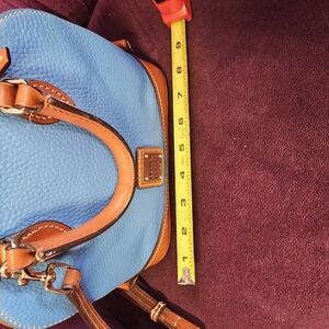 Dooney & Bourke Blue and Tan Pebbled Leather Satchel Small